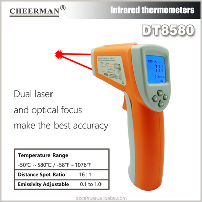 China Supplier Best Double Laster Double Laser Thermometer DT 8580 With CE ROHS Certificate